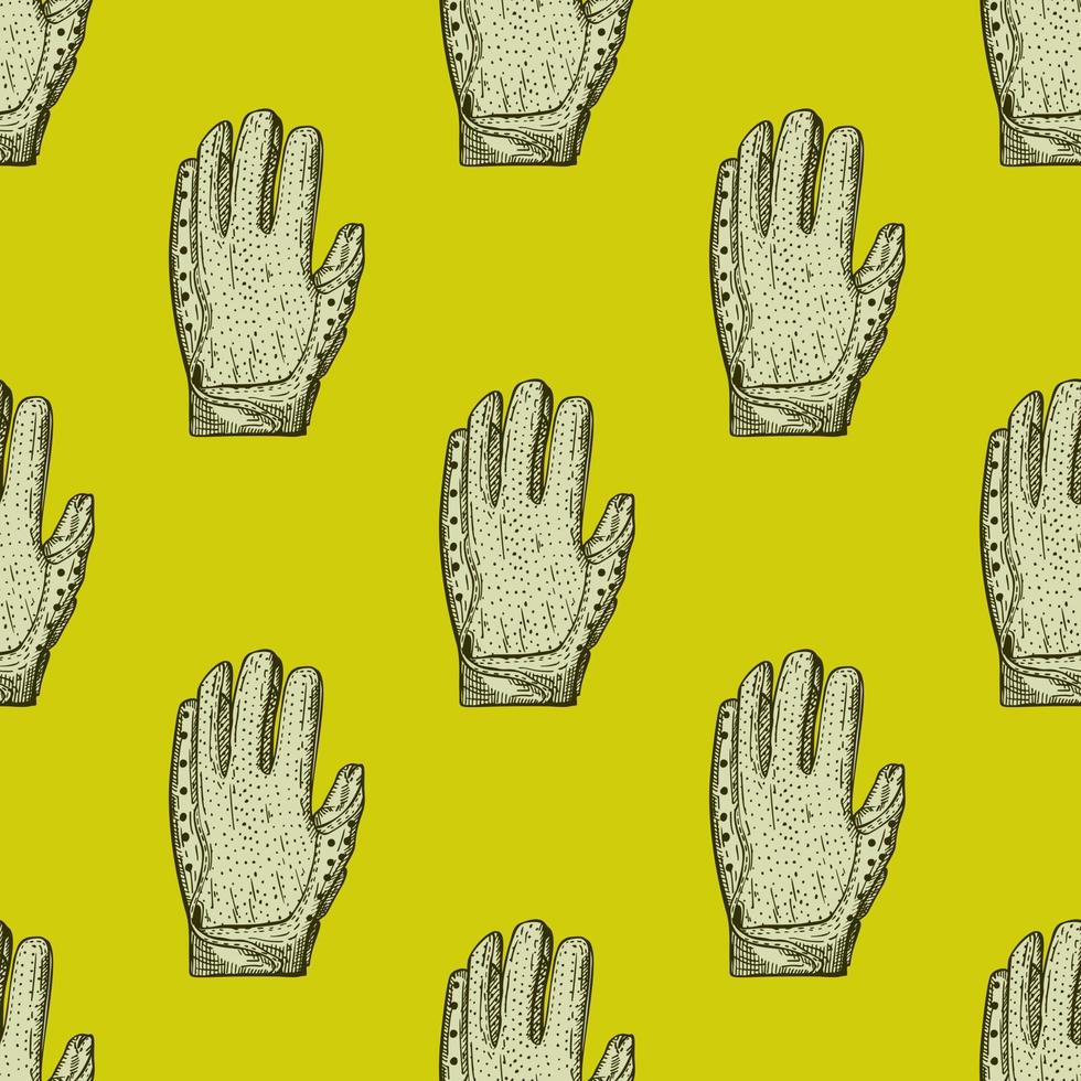 Football gloves seamless pattern engraving. Vintage sport background in hand drawn style. vector