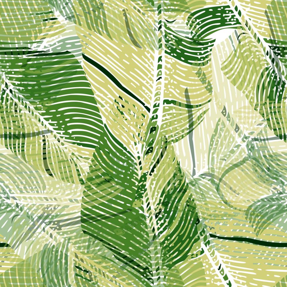 patrón transparente de camuflaje. fondo tropical del ejército verde abstracto. vector