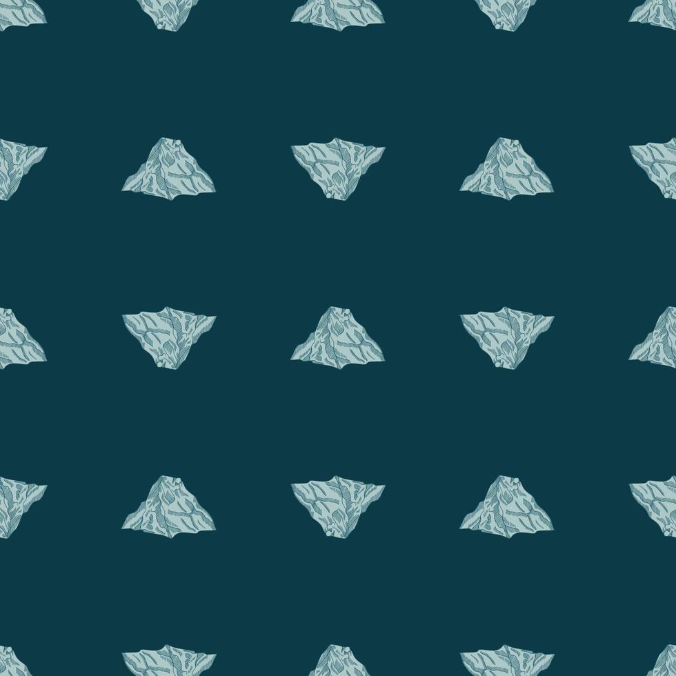 Mountain peak engraved seamless pattern. Vintage background rock landscape in hand drawn style. vector