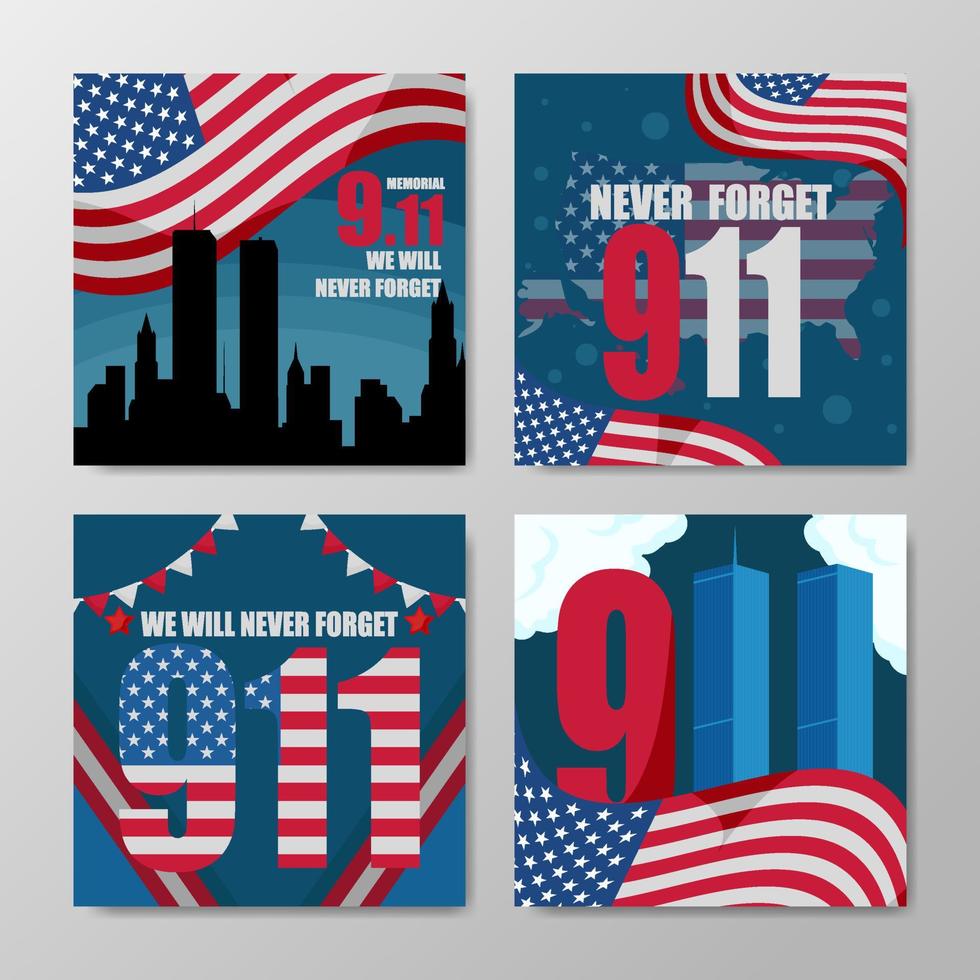 Patriot Day Social Media Posts vector