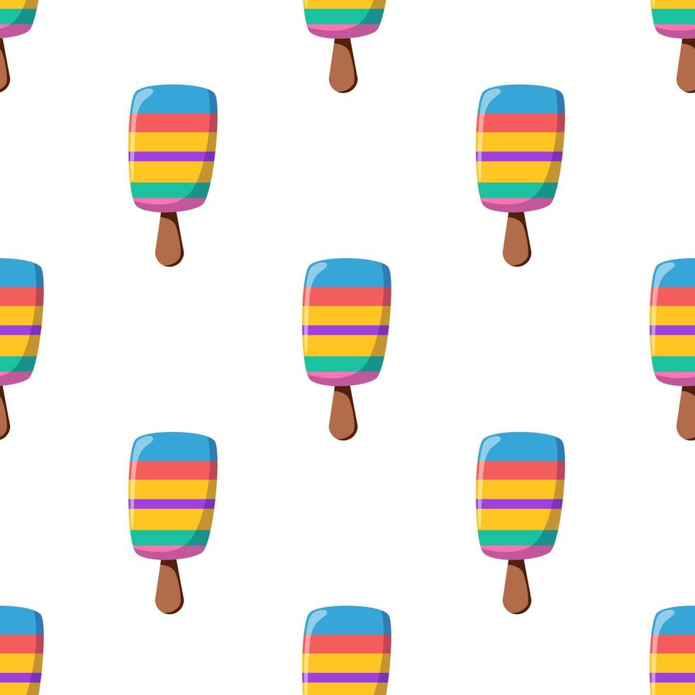 Seamless pattern of striped ice cream on a stick. Vector illustration