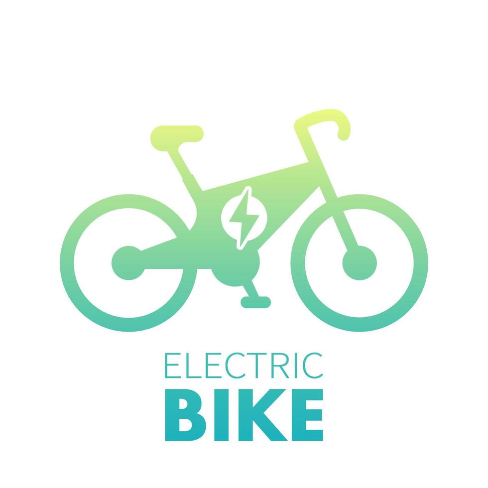 icono de bicicleta eléctrica, transporte ecológico verde, bicicleta con motor eléctrico, ilustración vectorial vector