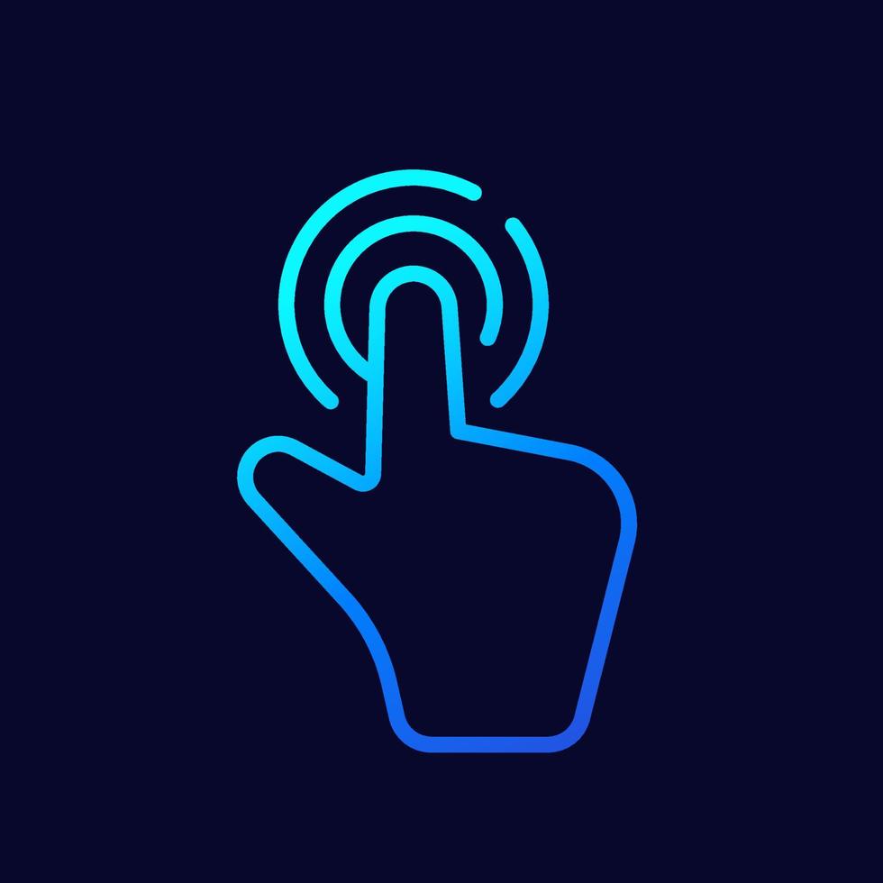 touch, tap line icon, hand gesture vector