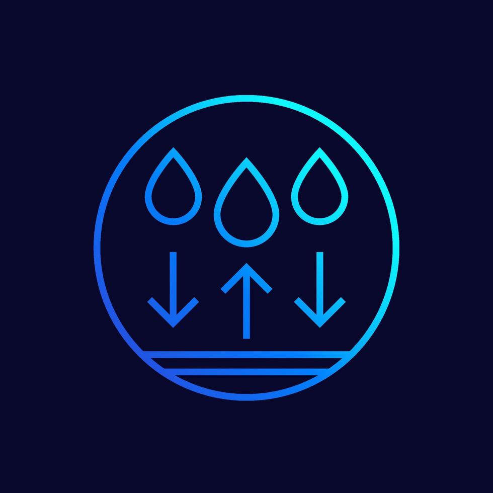 waterproof or water resistant line icon on dark vector