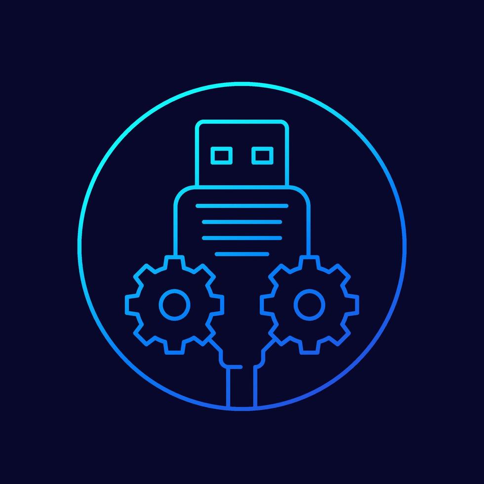 usb service cable line icon for web vector