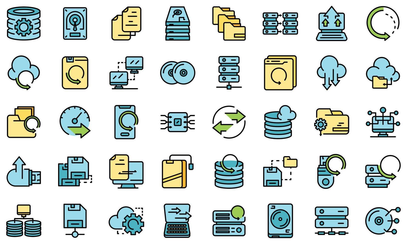 Backups icons set vector flat