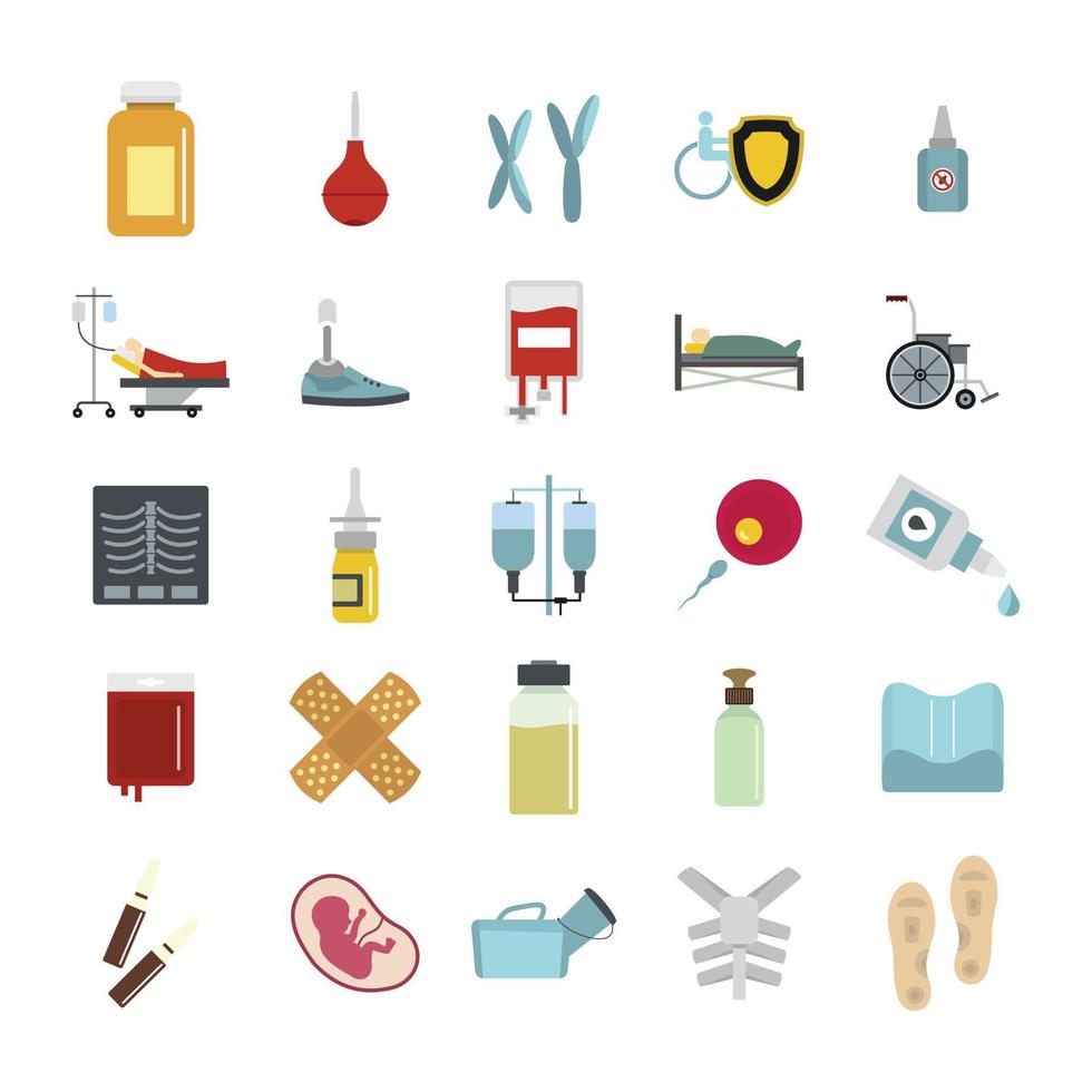 conjunto de iconos de medicina, estilo plano vector