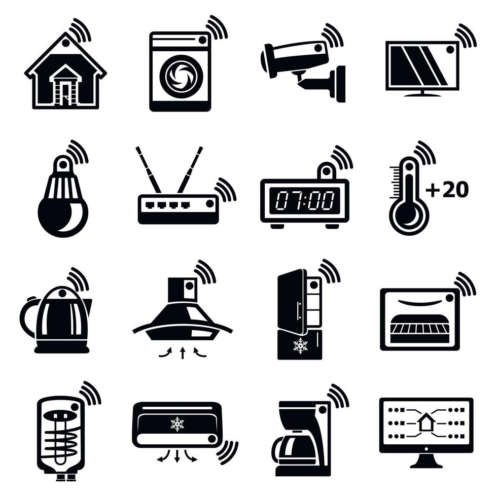 Smart home icons set, simple style vector