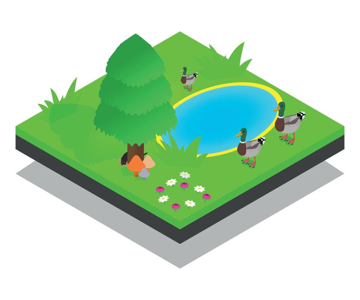 Pond concept banner, isometric style vector