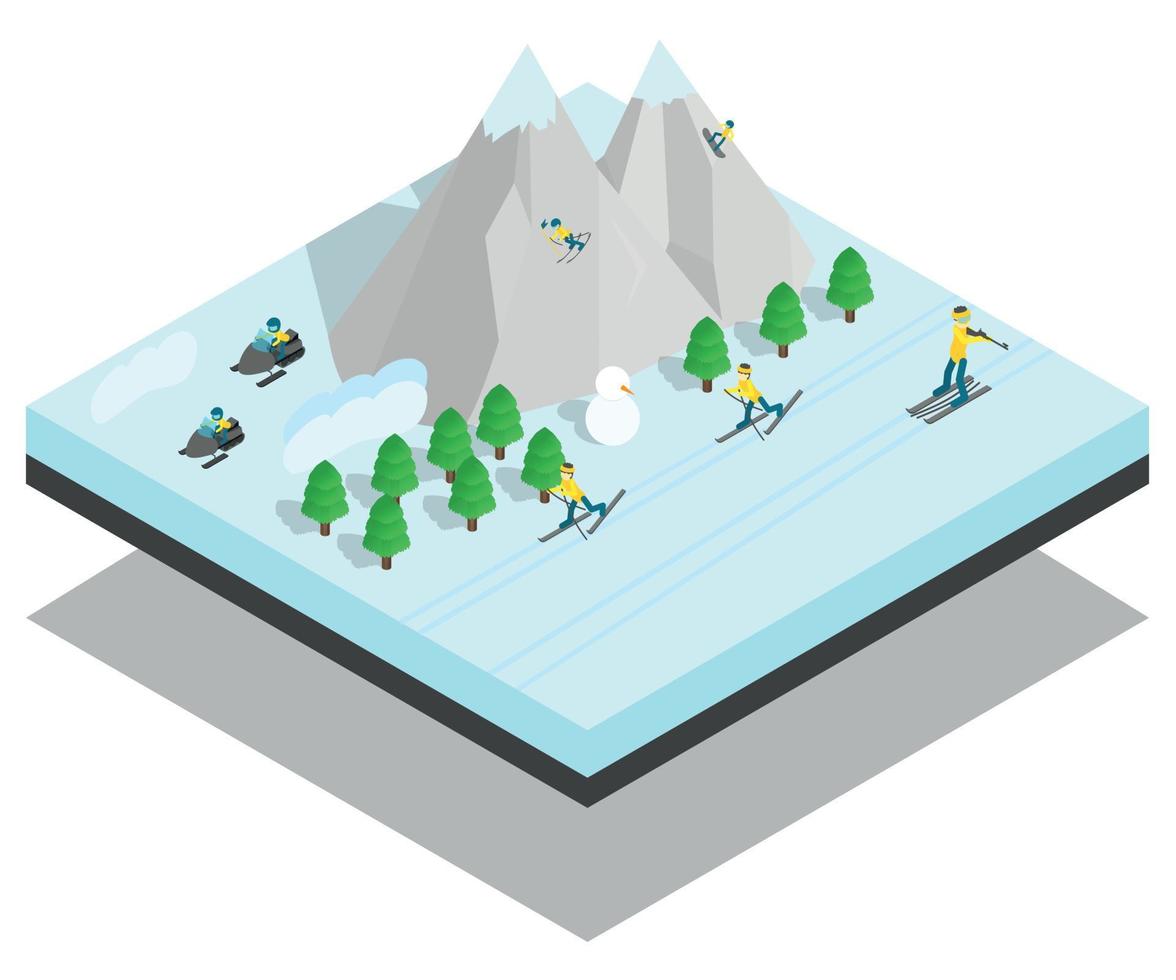 banner de concepto de deporte de montaña, estilo isométrico vector