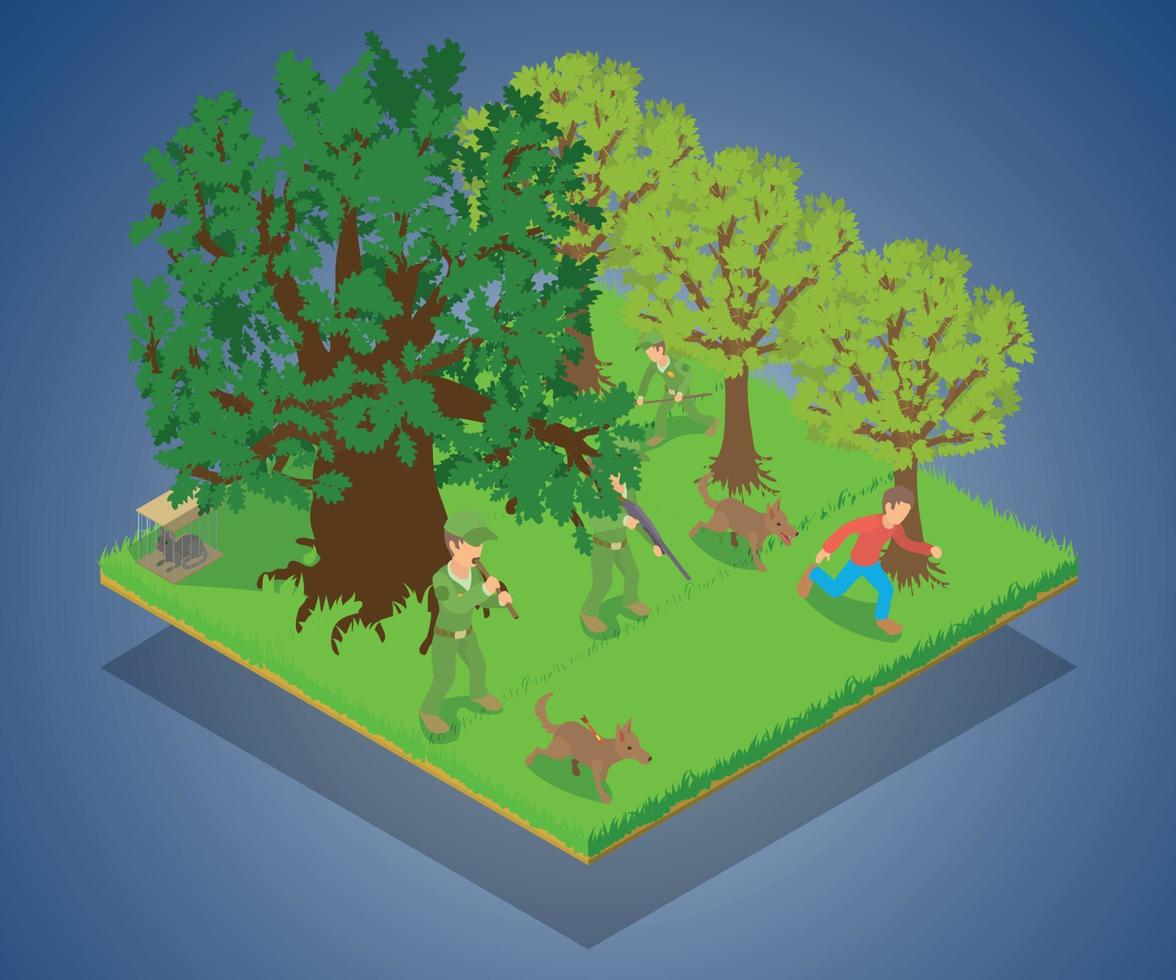 Rabid animal concept banner, isometric style vector