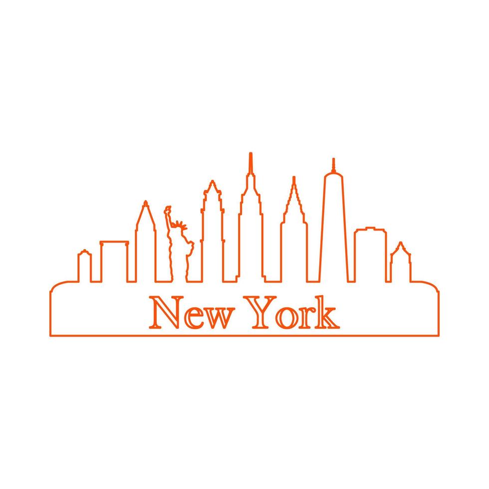 New york skyline on white background vector