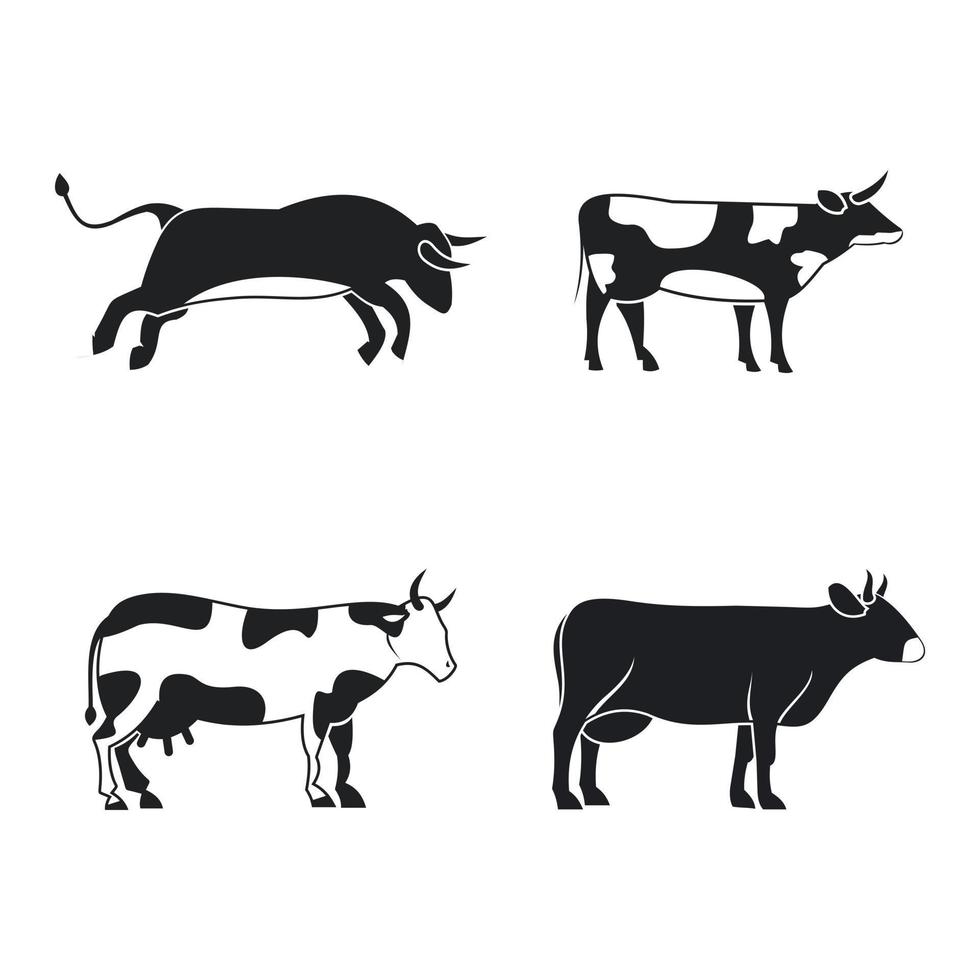 toro, conjunto de iconos de vaca, estilo simple vector