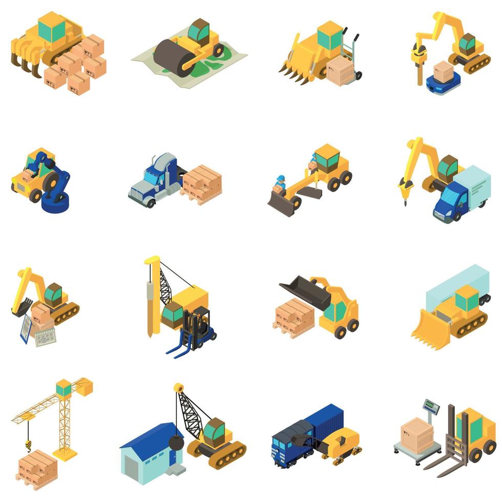 Renovation work icons set, isometric style vector