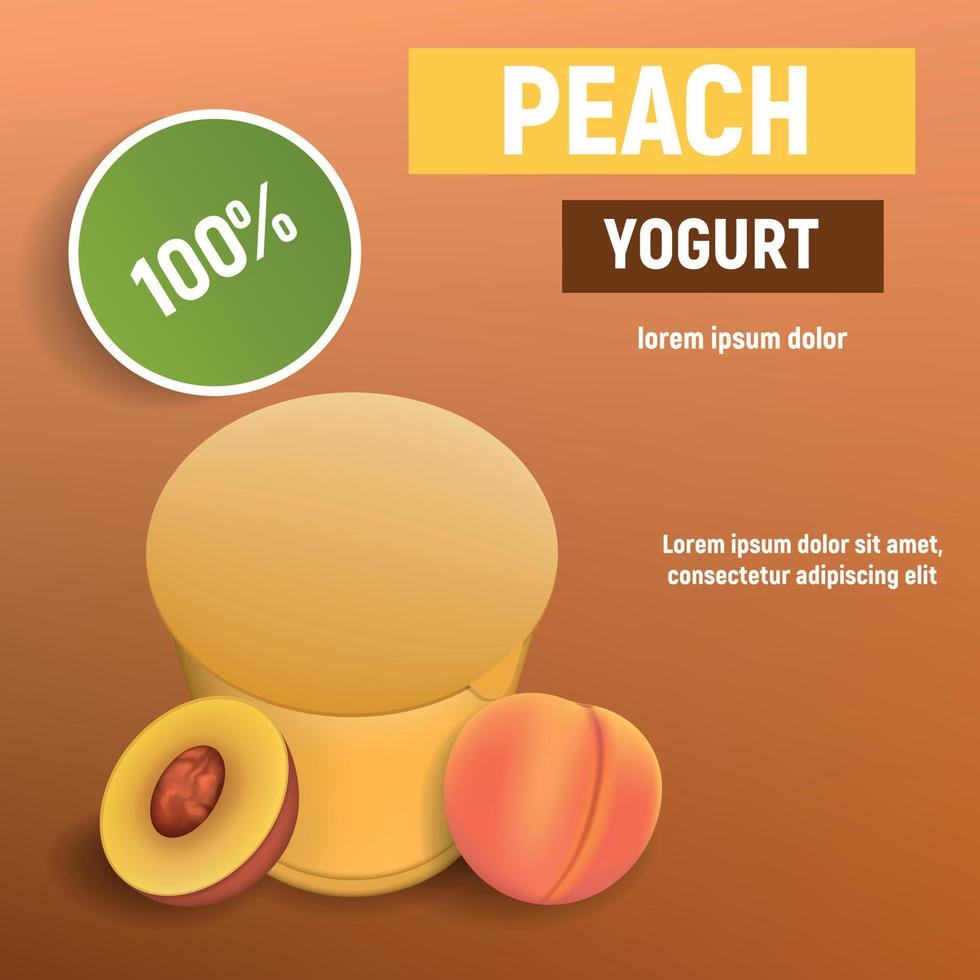 Peach yogurt concept background, realistic style vector