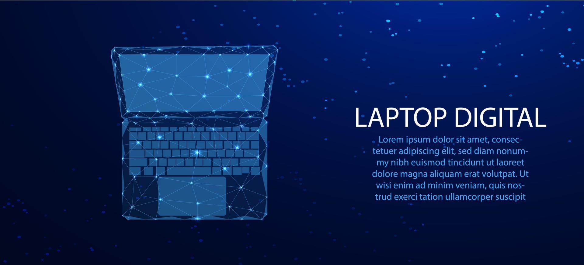 personal computer The concept is a low-poly model of a business on a blue background. vector