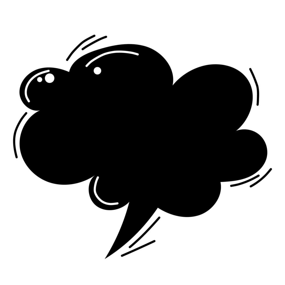 nube negra monocromática del símbolo de la burbuja en blanco del discurso aislada en el fondo blanco. ideal para la decoración de presentaciones de cómics de dibujos animados. vector