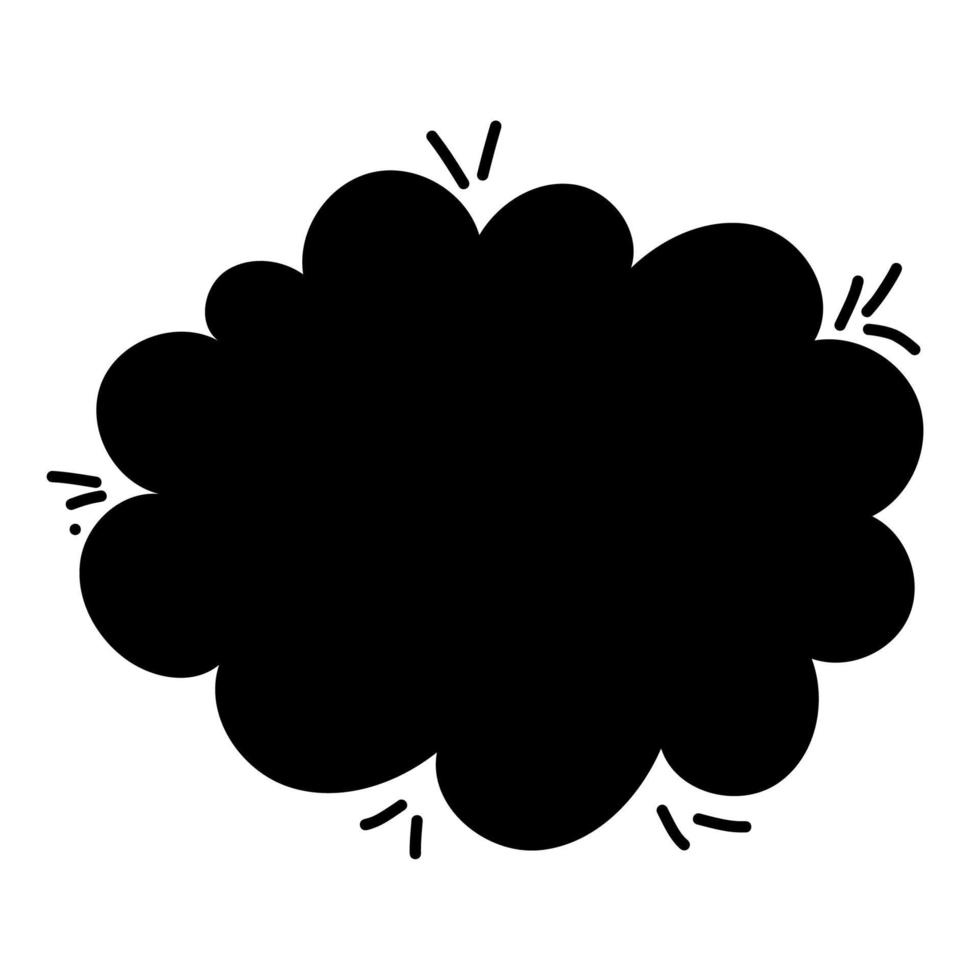 nube negra monocromática del símbolo de la burbuja en blanco del discurso aislada en el fondo blanco. ideal para la decoración de presentaciones de cómics de dibujos animados. vector