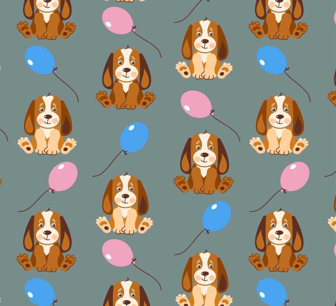 cartoon pattern happy dog vector