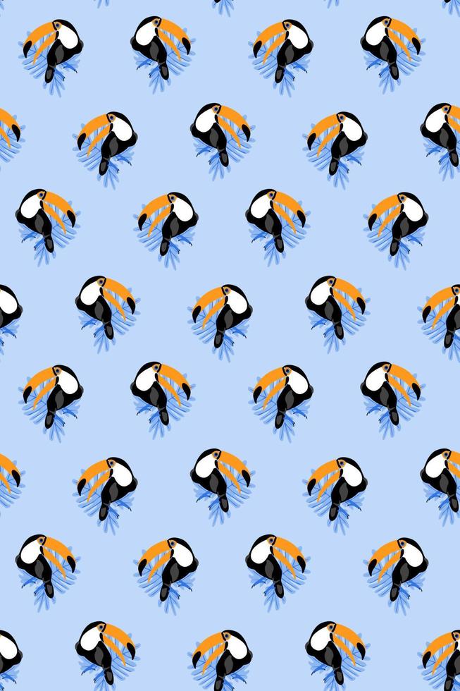 Seamless pattern with hand drawn toucan simple textile background tropical exotic bird with big beak fun kids wrapping paper vector illustration