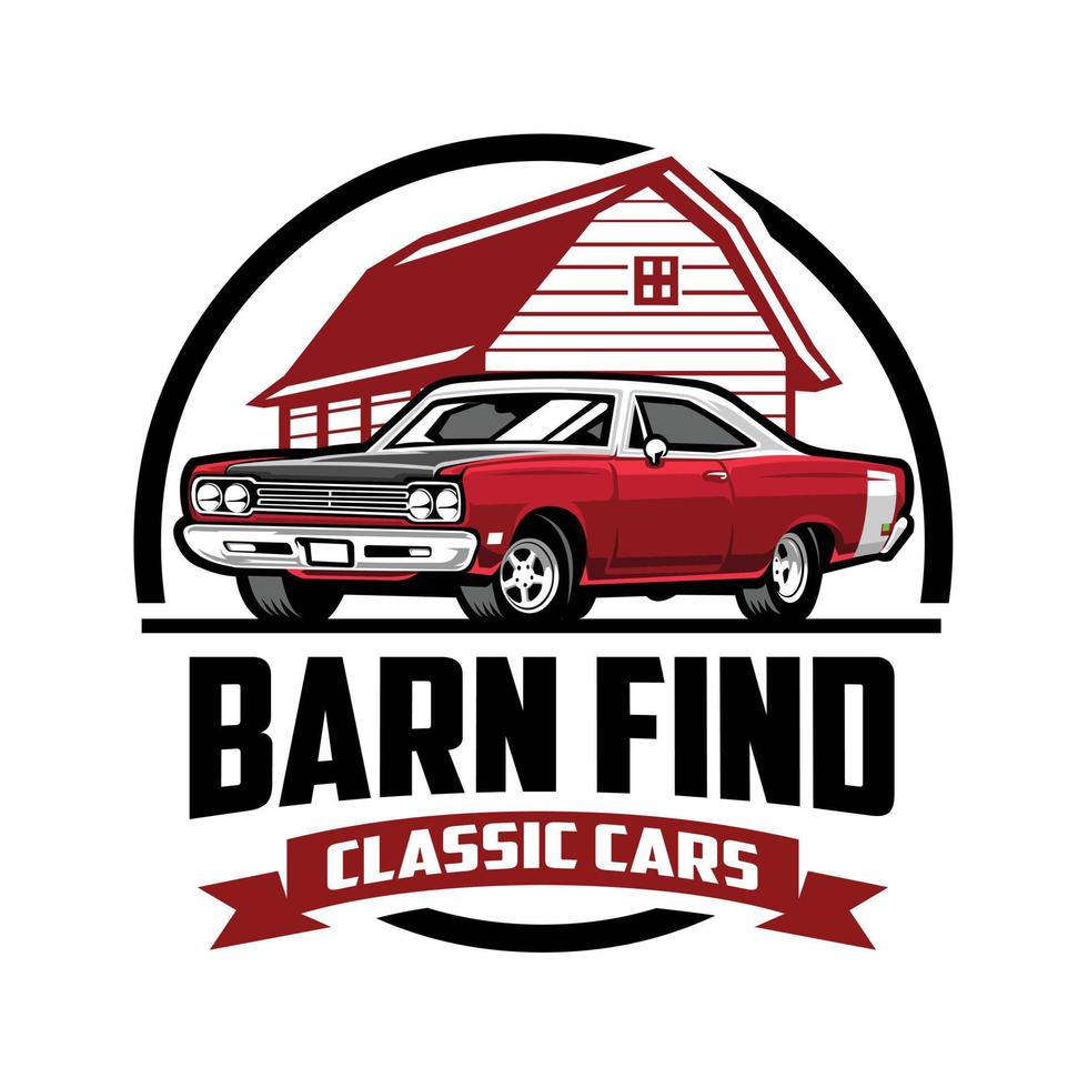 Premium american classic muscle car vector illustration on red background. Best for automotive petrol head tshirt design