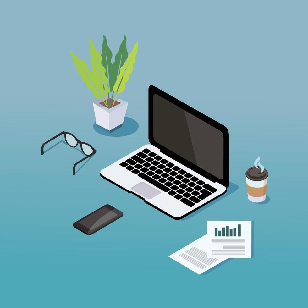 Work desk inspiration. Home office icon vector isolated illustration