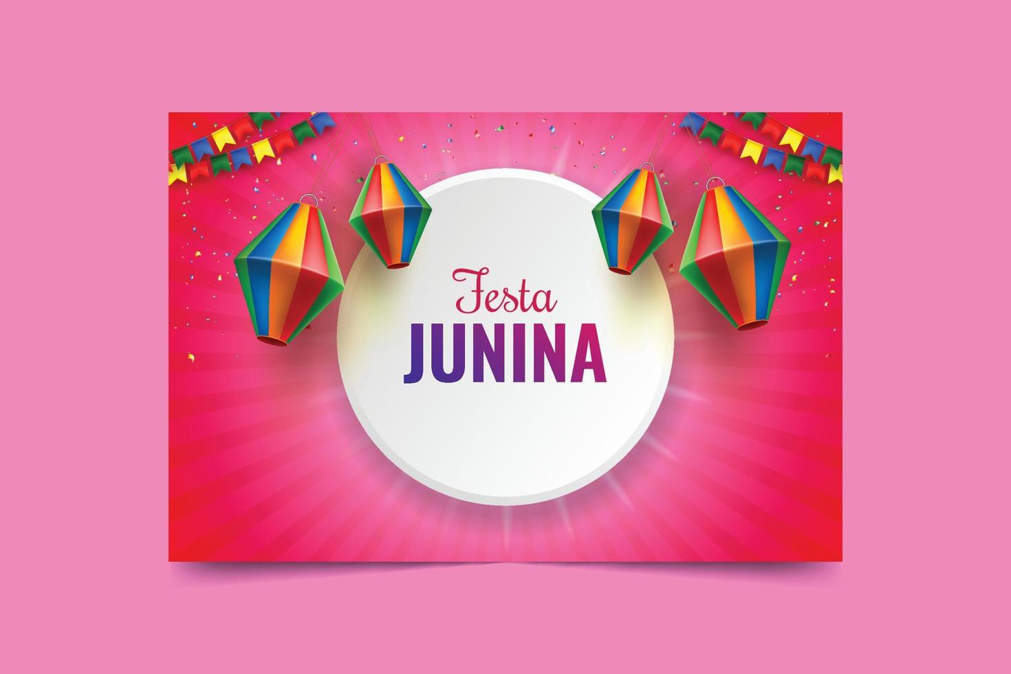 festa junina abstract pink banner and background design vector