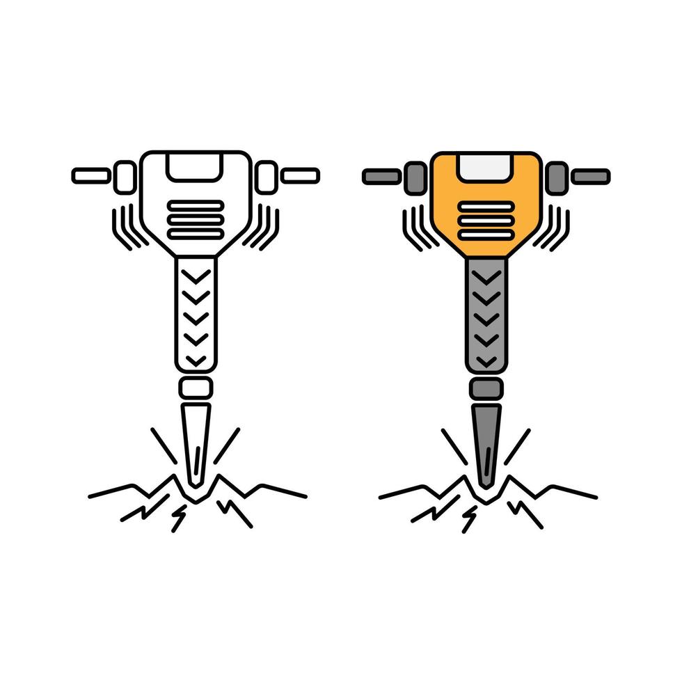 Jackhammer construction Line Icon, Outline Vector Symbol Illustration.