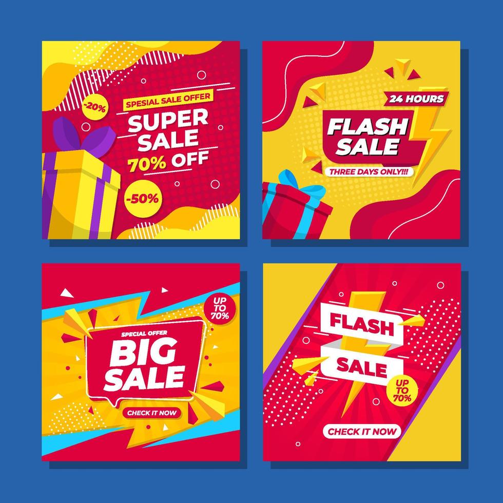 Flash Sale Social Media Post Template vector