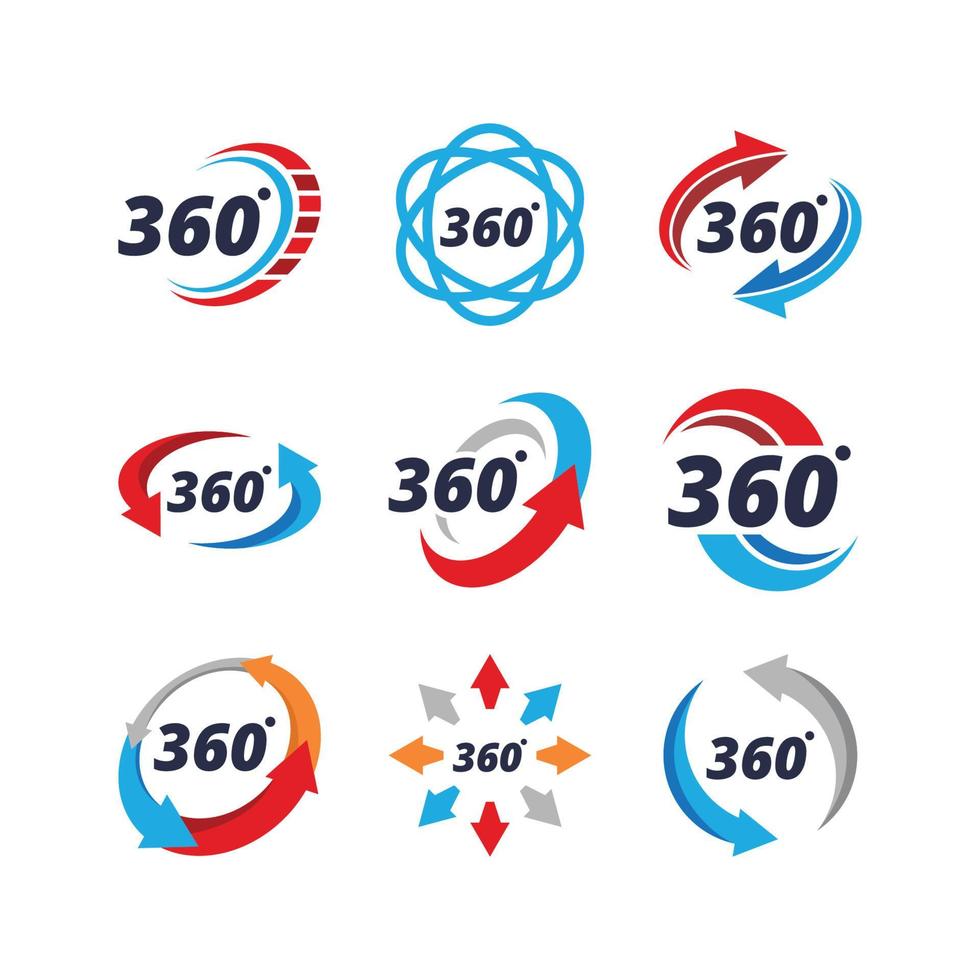 360 Degrees Technology Simple Colorful Flat Logo Collection vector