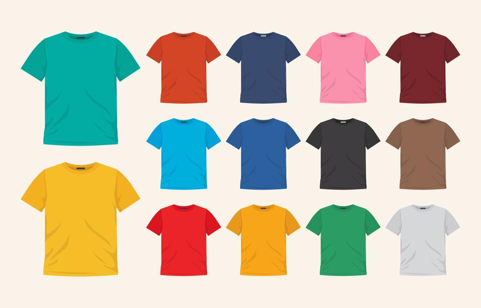 Set of Colorful Tshirt Mockup Template vector