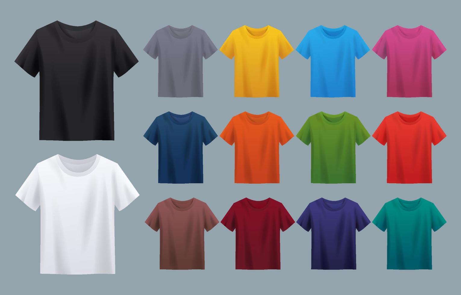 conjunto de plantilla de maqueta de camiseta 3d vector