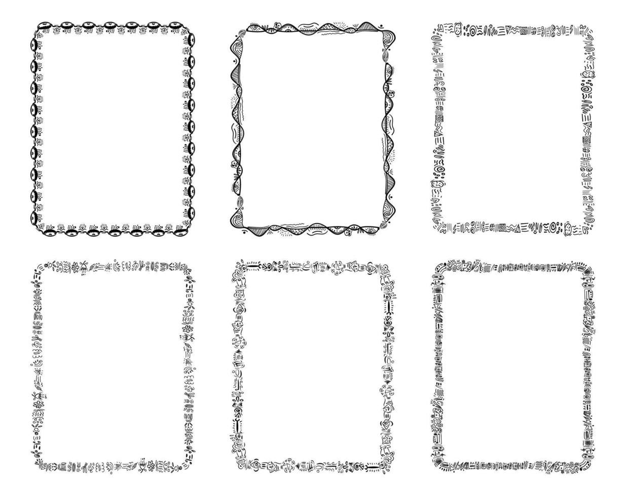 Freehand line, Doodle borders clipart. vector