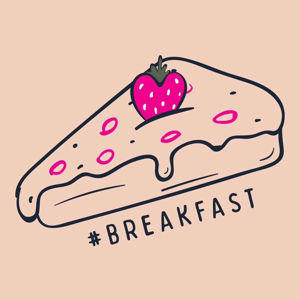 rebanada de pizza desayuno amor forma fresa fruta vector