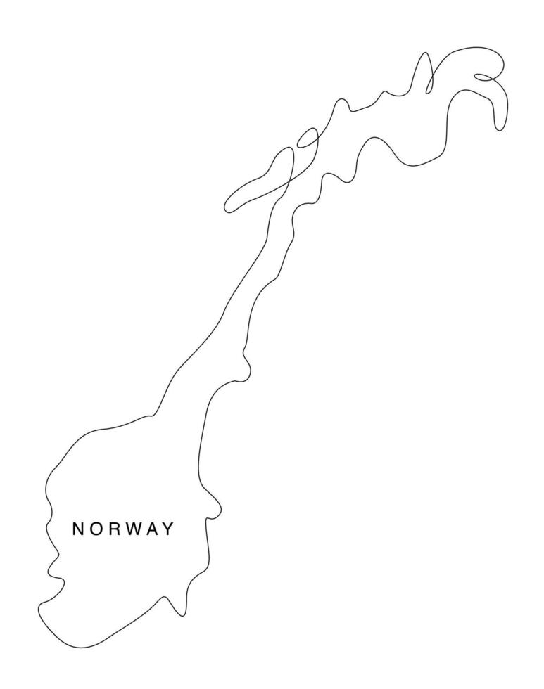 Line art norway map. continuous line europe map. vector illustration. single outline.