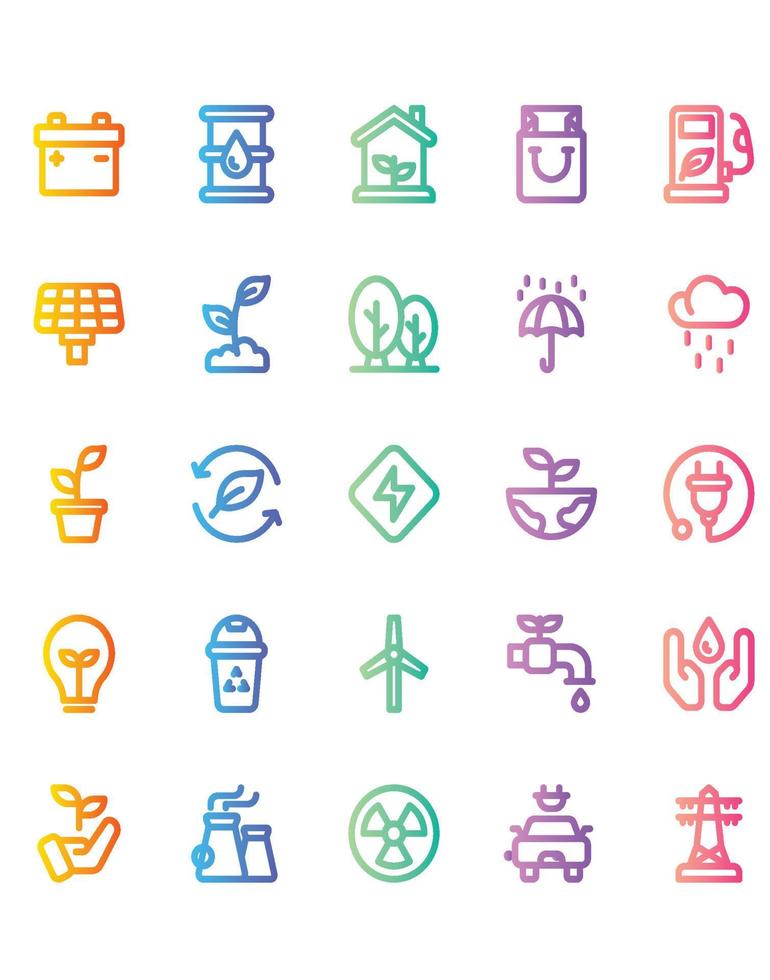 Eco Friendly Icon Set 30 isolated on white background vector