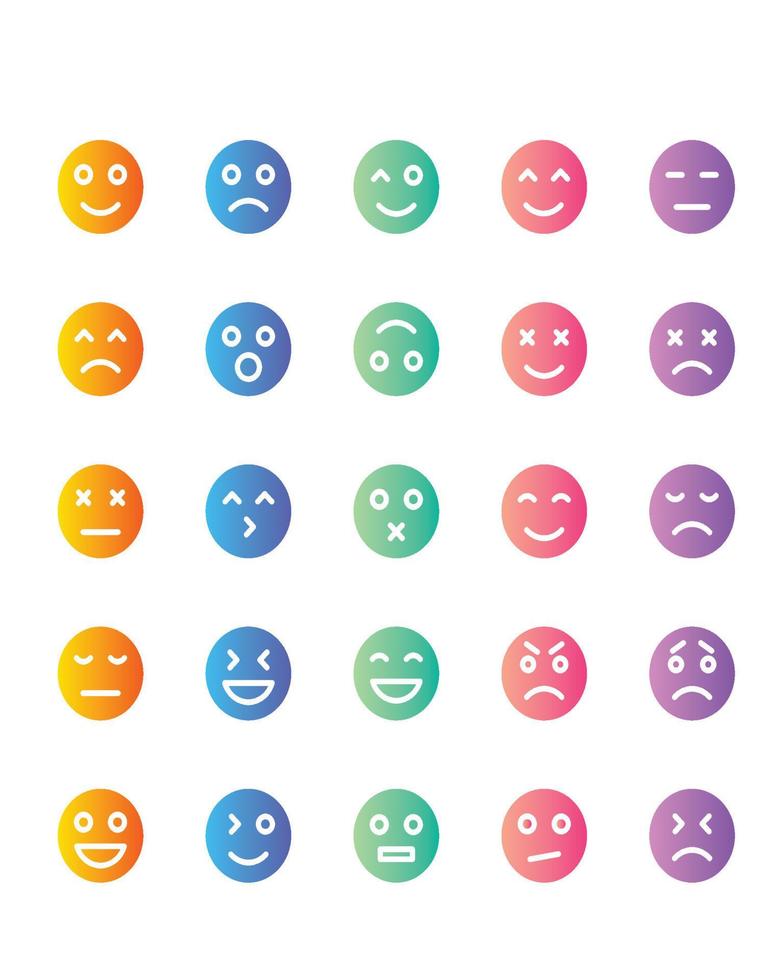 Emoticon Icon Set 30 isolated on white background vector