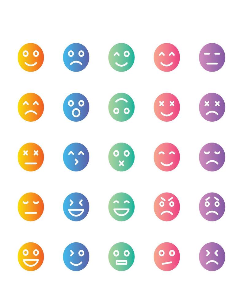 conjunto de iconos de emoticonos 30 aislado sobre fondo blanco vector