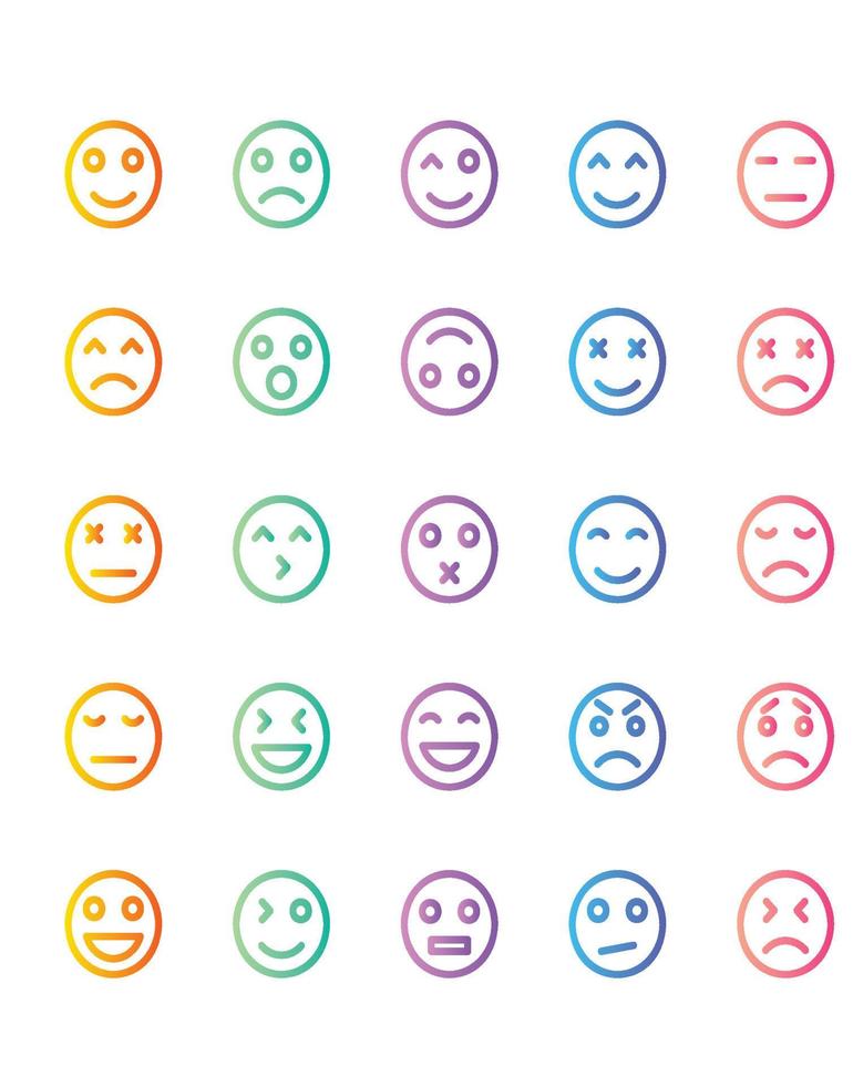 Emoticon Icon Set 30 isolated on white background vector