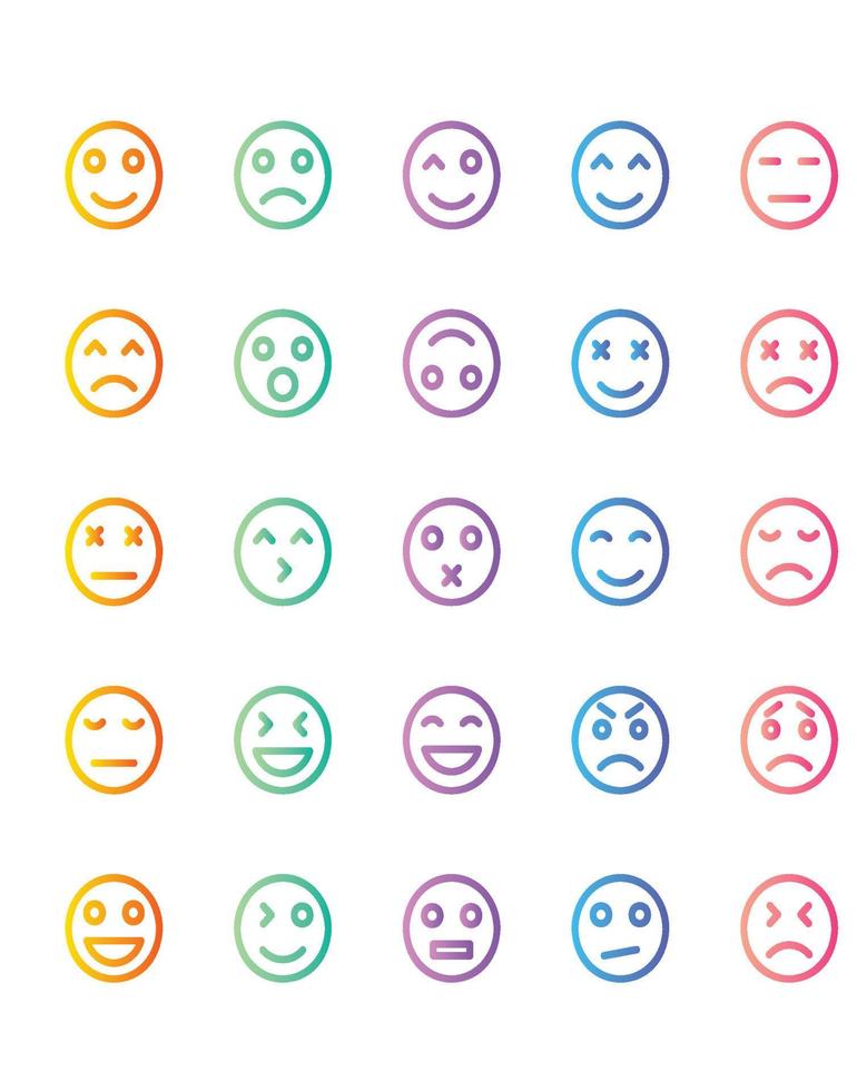 conjunto de iconos de emoticonos 30 aislado sobre fondo blanco vector