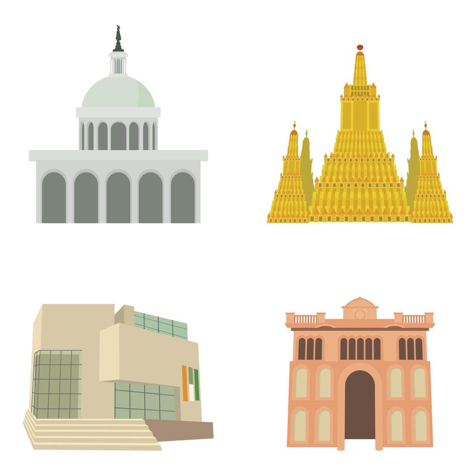 Parlament icon set, cartoon style vector