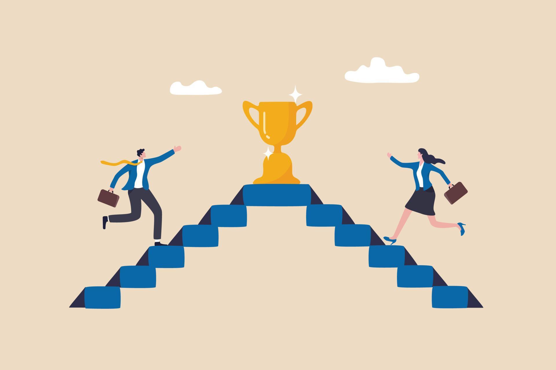 Business competition, employee motivation to success, rivalry or