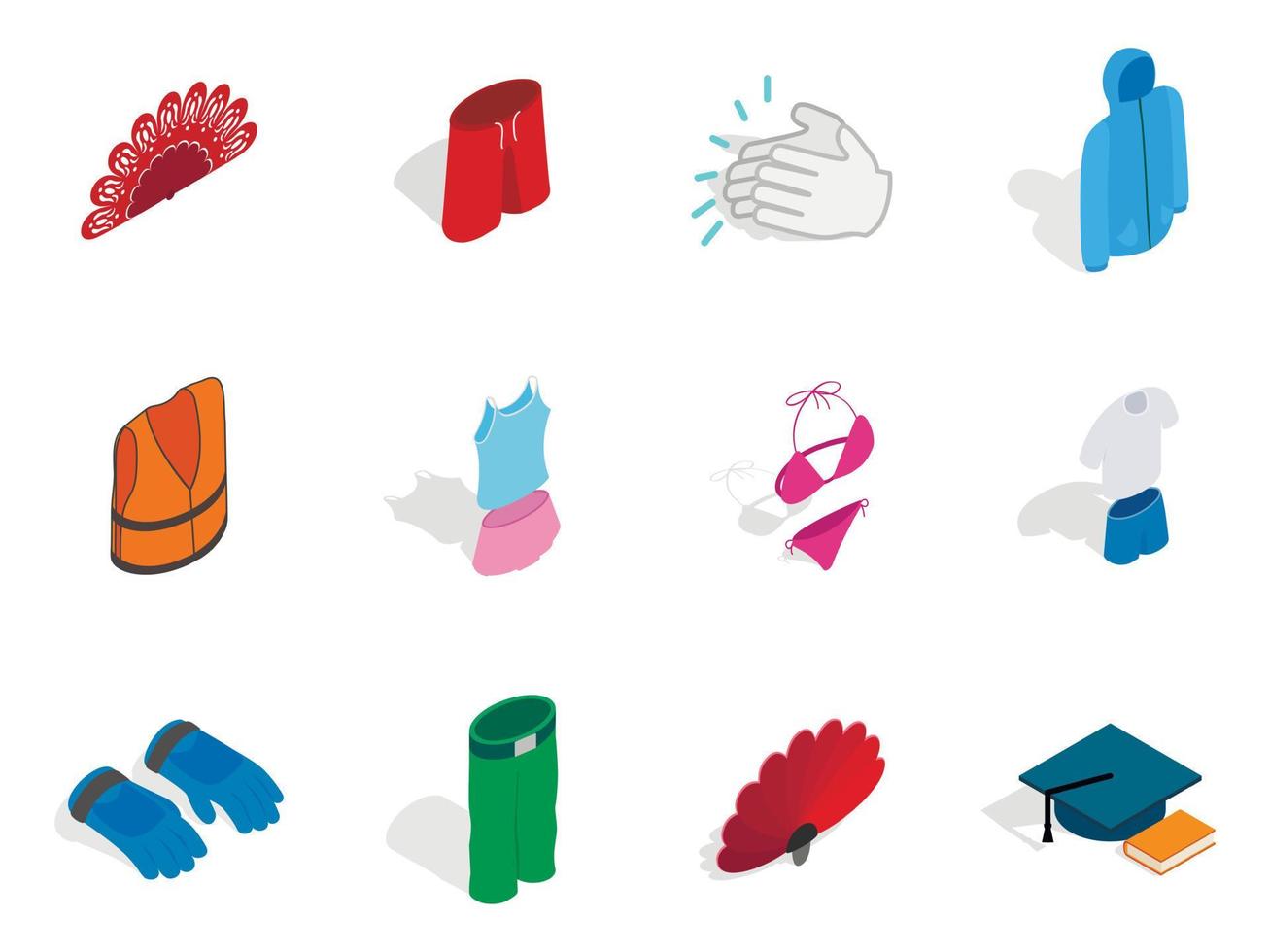 Clothes icon set, isometric style vector