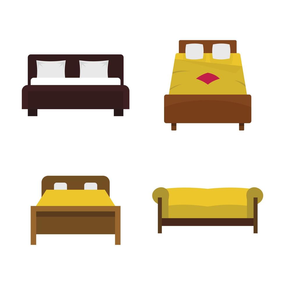 Bed icon set, flat style vector