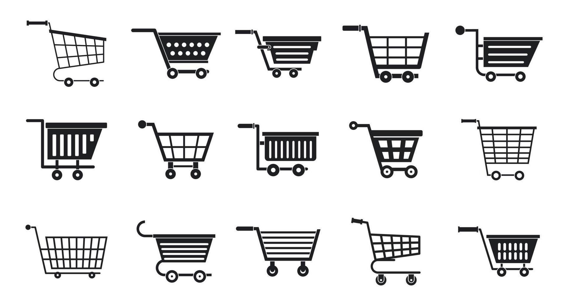 Shop cart icon set, simple style vector