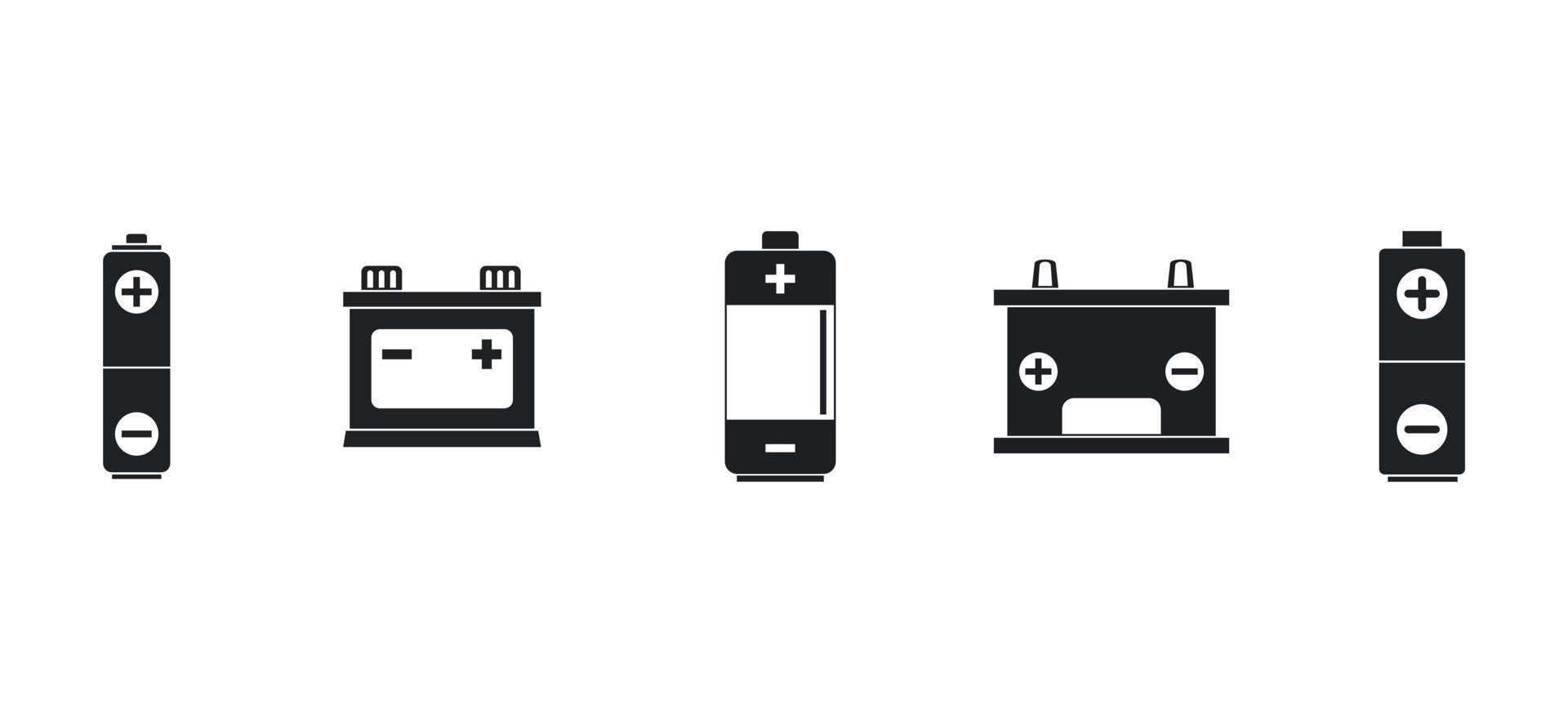 Battery icon set, simple style vector