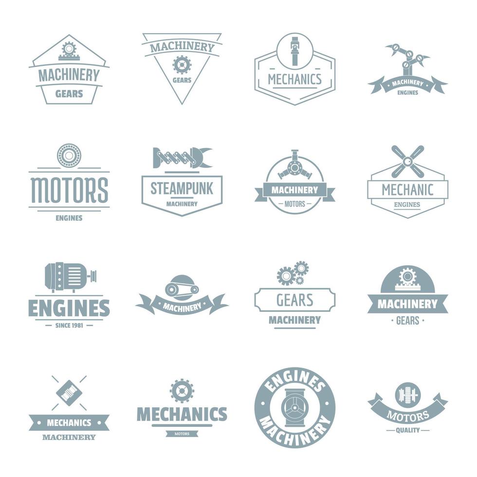 Mechanics logo icons set, simple style vector