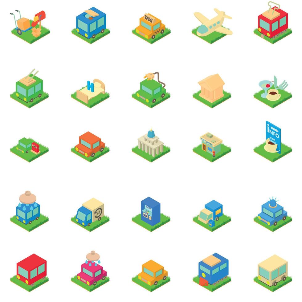 Urban infrastructure icons set, isometric style vector