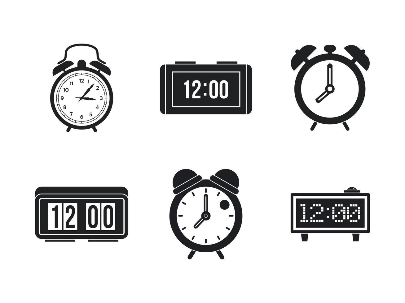 conjunto de iconos de despertador, estilo simple vector