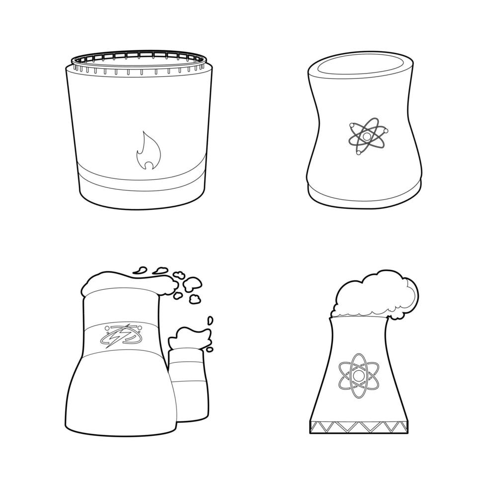 Power plant icon set, outline style vector